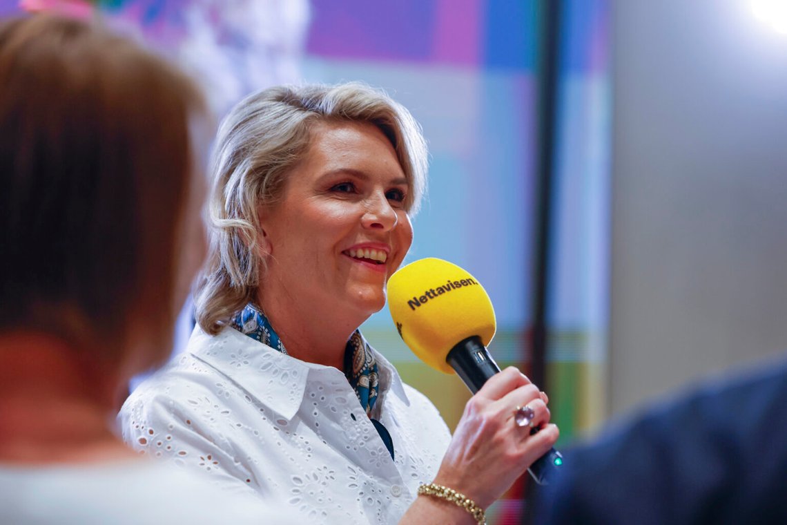 Oslo 20250806. Frp-ledaren Sylvi Listhaug när Nettavisen och resten av Amedia bjuder in landets partiledare till debatt i Nettavisens tv-studio. Foto: Jonas Been Henriksen / NTB Oslo 20250806. Frp-ledaren Sylvi Listhaug när Nettavisen och resten av Amedia bjuder in landets partiledare till debatt i Nettavisens tv-studio. Foto: Jonas Been Henriksen / NTB