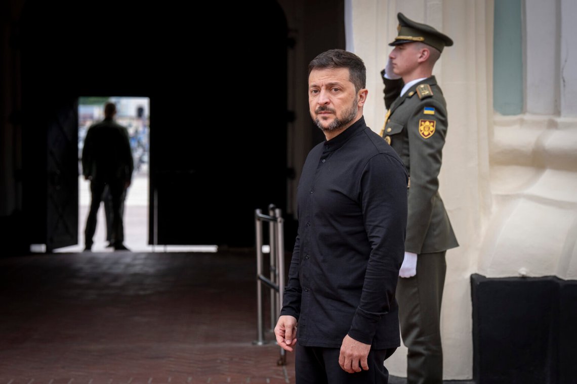 President Volodymyr Zelenskyj är mycket nöjd med de skandinaviska politikernas villighet att finansiera skyddet av ukrainska liv. Foto: Heiko Junge / NTB President Volodymyr Zelenskyj är mycket nöjd med de skandinaviska politikernas villighet att finansiera skyddet av ukrainska liv. Foto: Heiko Junge / NTB