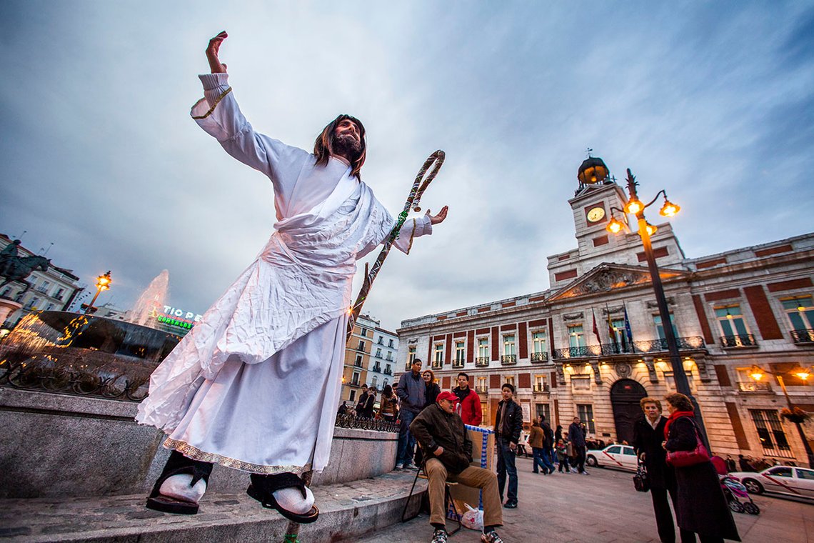 Jesus-manifestation vid Puerta del Sol, Madrid. Foto: Arnt Jensvoll Jesus-manifestation vid Puerta del Sol, Madrid. Foto: Arnt Jensvoll