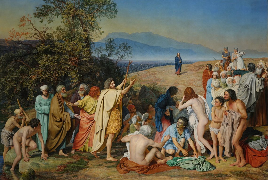 Aleksandr Ivanov (1806–1858), ”Kristus uppenbarar sig för folket”, Tretjakovgalleriet, Moskva. Foto: Google Arts & Culture via Wikimedia. Aleksandr Ivanov (1806–1858), ”Kristus uppenbarar sig för folket”, Tretjakovgalleriet, Moskva. Foto: Google Arts & Culture via Wikimedia.