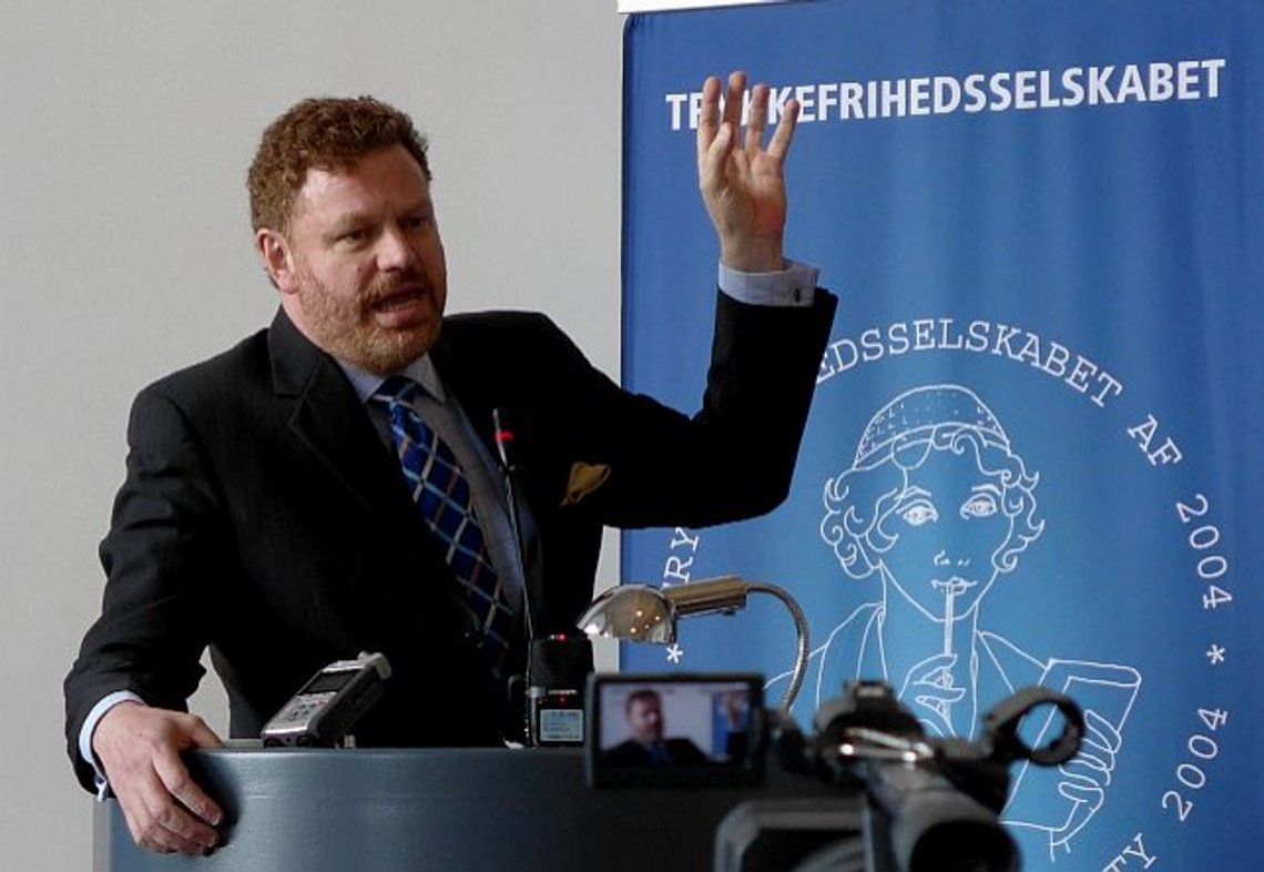 Författaren Mark Steyn i Köpenhamn vid en konferens om Muhammedkarikatyrerna i september 2015. Foto: Peder Jensen. Författaren Mark Steyn i Köpenhamn vid en konferens om Muhammedkarikatyrerna i september 2015. Foto: Peder Jensen.