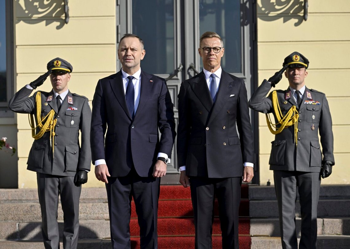 President of Poland Karol Nawrocki, left, and President of Finland Alexander Stubb pose during the welcoming ceremony at the Presidential Castle in Helsinki, Finland, Tuesday Sept. 9, 2025. Photo: Roni Rekomaa/ Lehtikuva via AP President of Poland Karol Nawrocki, left, and President of Finland Alexander Stubb pose during the welcoming ceremony at the Presidential Castle in Helsinki, Finland, Tuesday Sept. 9, 2025. Photo: Roni Rekomaa/ Lehtikuva via AP