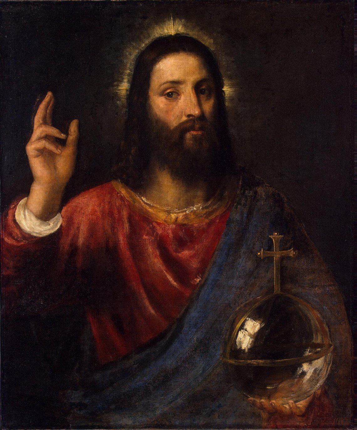 Tizian (ca 1490–1576), "Salvator Mundi", Eremitaget, Sankt Petersburg. Tizian (ca 1490–1576), "Salvator Mundi", Eremitaget, Sankt Petersburg.