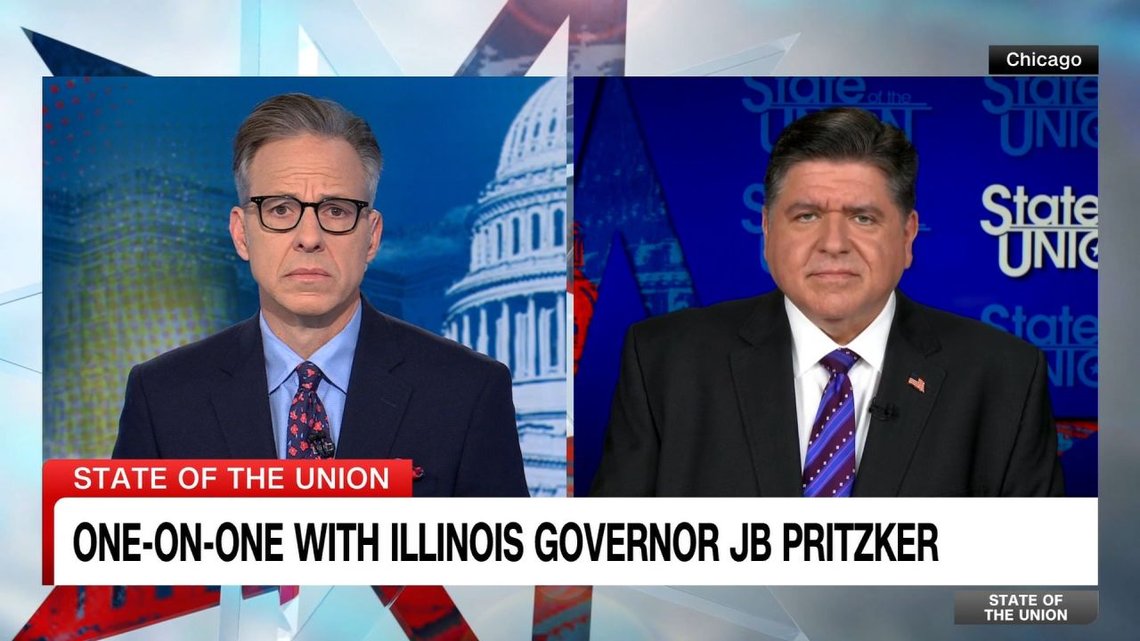 Foto: Skärmdump CNN:s State of the Union. Illinois guvernör Pritzker på CNN med Jake Tapper. Foto: Skärmdump CNN:s State of the Union. Illinois guvernör Pritzker på CNN med Jake Tapper.