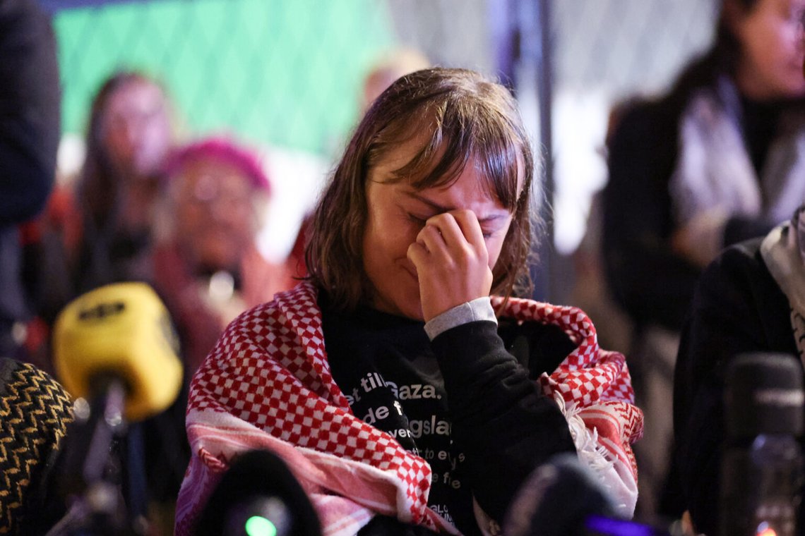 Greta Thunberg grät över fel fånge. Det hon trodde var en palestinier i israelisk fångenskap var faktiskt Evyatar David, en av gisslan som togs under Hamasmassakern den 7 oktober 2023. Foto: Foto: Caisa Rasmussen / TT / NTB Greta Thunberg grät över fel fånge. Det hon trodde var en palestinier i israelisk fångenskap var faktiskt Evyatar David, en av gisslan som togs under Hamasmassakern den 7 oktober 2023. Foto: Foto: Caisa Rasmussen / TT / NTB
