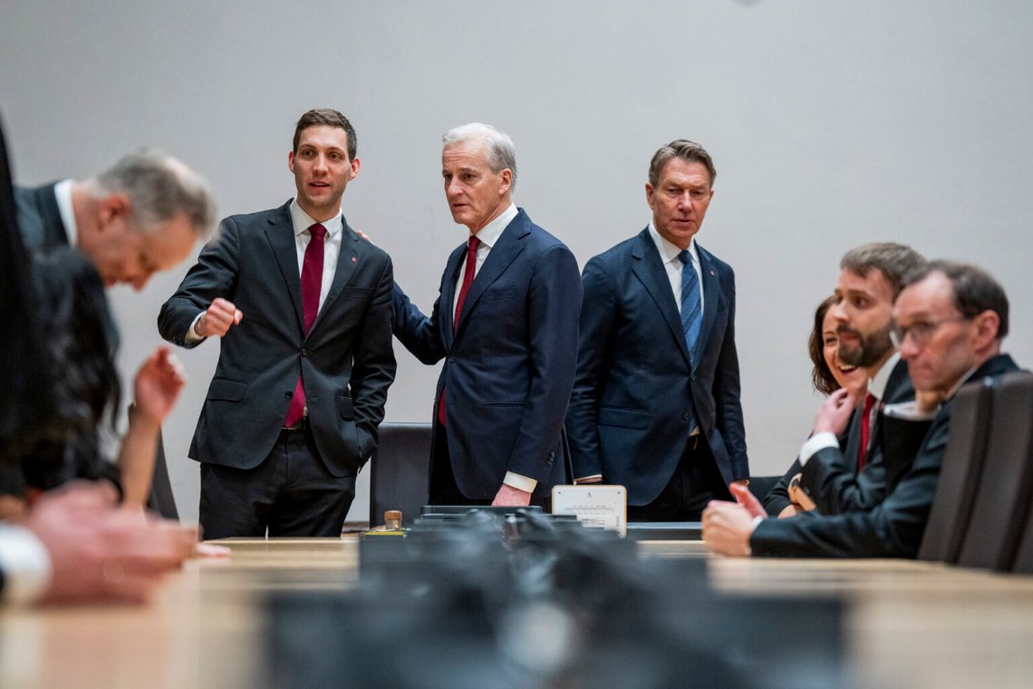 Regeringskonferens vid norska statsministerns kansli i Oslo den 4 februari 2025. Foto: Fredrik Varfjell / NTB. Regeringskonferens vid norska statsministerns kansli i Oslo den 4 februari 2025. Foto: Fredrik Varfjell / NTB.