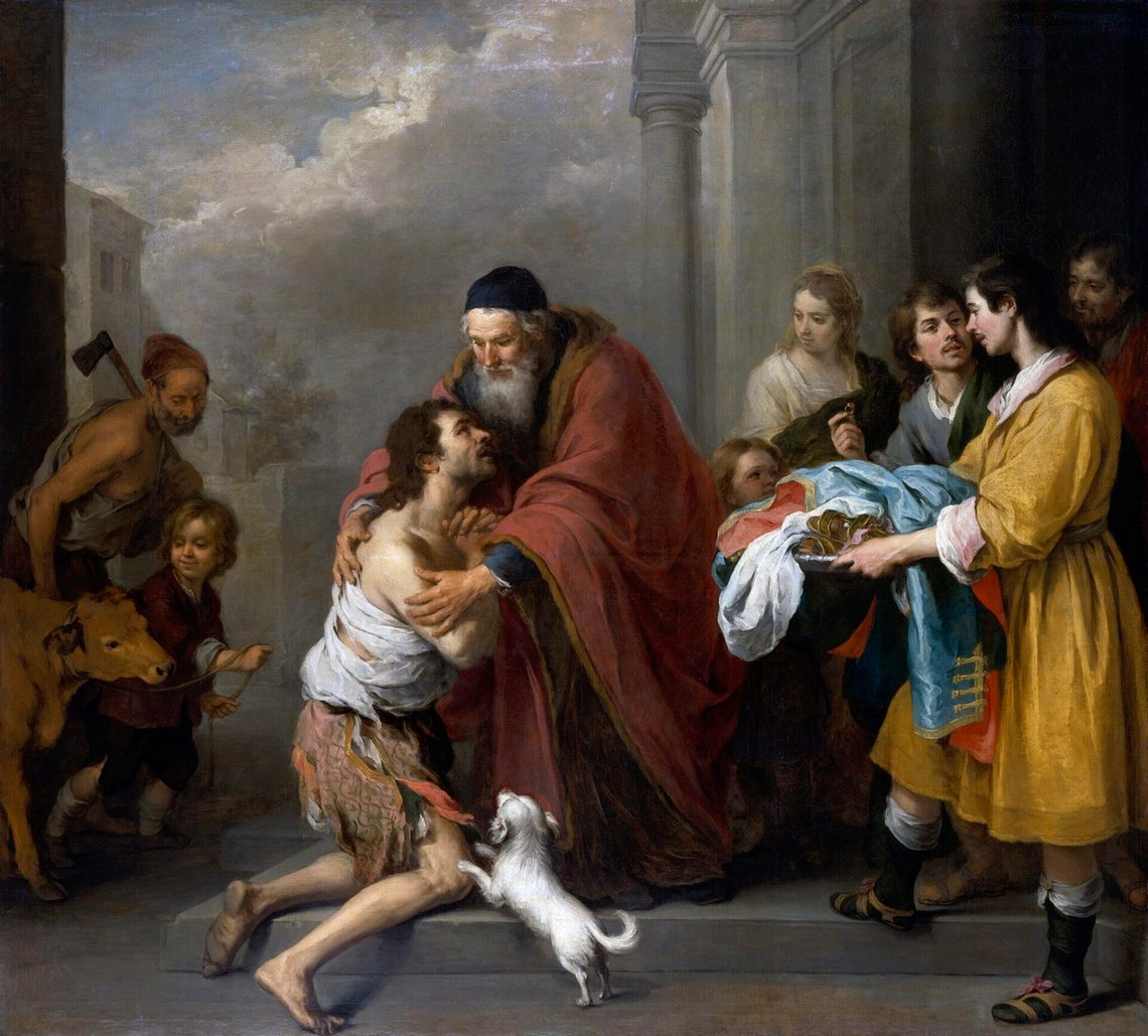 Bartolomé Esteban Murillo (1617–1682), ”Den förlorade sonen återvänder hem.” National Gallery of Art, Washington D.C. Bartolomé Esteban Murillo (1617–1682), ”Den förlorade sonen återvänder hem.” National Gallery of Art, Washington D.C.