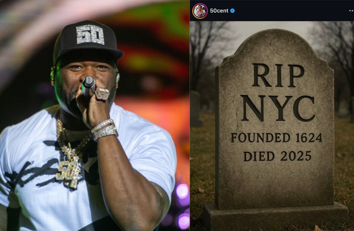 Jerevan, Armenien. Curtis Jackson, även känd som 50 Cent, uppträder på konserten i samband med "Haya"-festivalen. Foto: Shutterstock. Foto till höger: 50 Cents Instagram-inlägg efter Mamdanis seger. Jerevan, Armenien. Curtis Jackson, även känd som 50 Cent, uppträder på konserten i samband med "Haya"-festivalen. Foto: Shutterstock. Foto till höger: 50 Cents Instagram-inlägg efter Mamdanis seger.