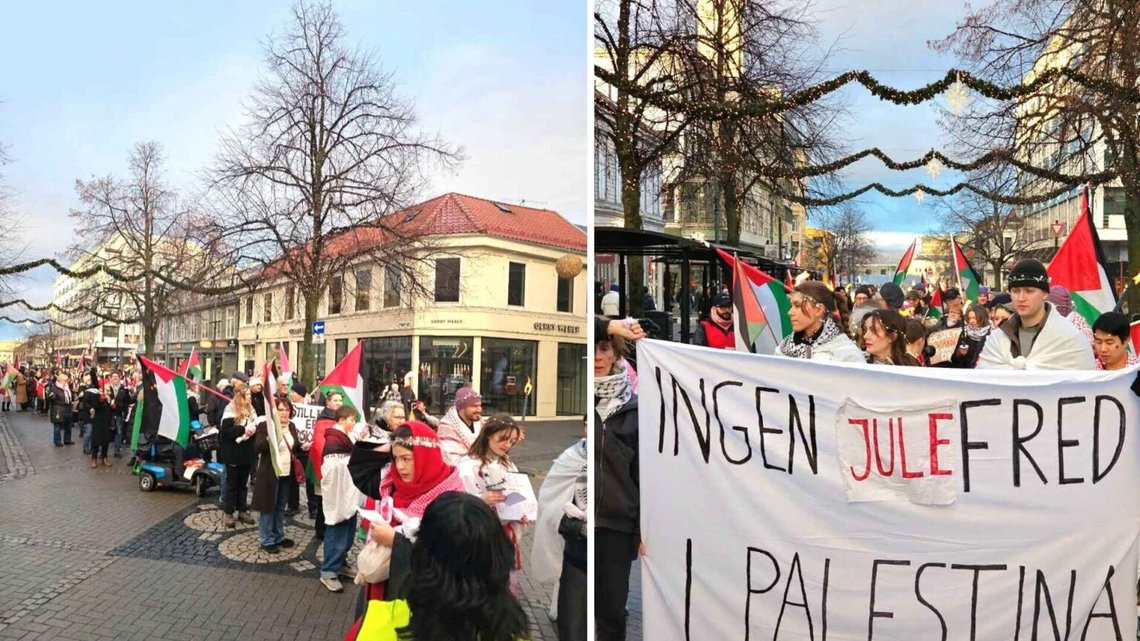 Bilder från Trøndelags Palestinakommittés Luciafirande lördagen den 13 december 2025. Så som de själva valde att presentera det. Foto: Skärmdump Facebook. Bilder från Trøndelags Palestinakommittés Luciafirande lördagen den 13 december 2025. Så som de själva valde att presentera det. Foto: Skärmdump Facebook.