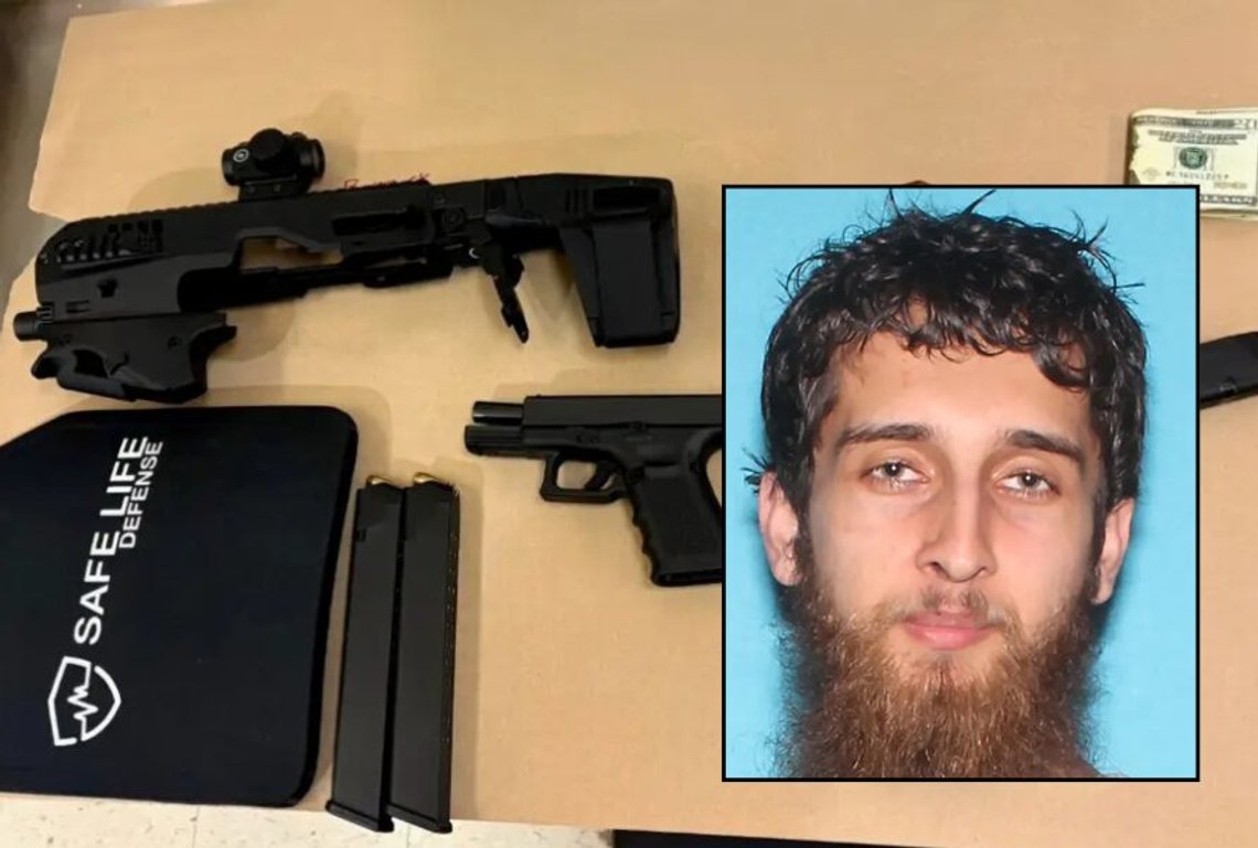 Luqmaan Khan (25), en student vid University of Delaware, greps med en bil full av vapen, en skottsäker väst och detaljerade planer på att genomföra en masskjutning på Wilmingtons campus. Foto: New Castle County Police. Luqmaan Khan (25), en student vid University of Delaware, greps med en bil full av vapen, en skottsäker väst och detaljerade planer på att genomföra en masskjutning på Wilmingtons campus. Foto: New Castle County Police.