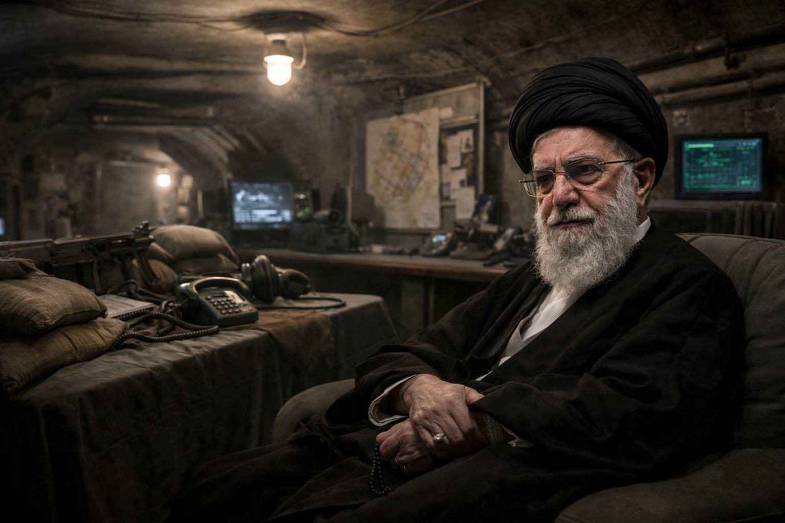 Khamenei går in i en stor tradition när han gömmer sig i sin underjordiska bunker. Hitler avslutade sitt liv i sin Führerbunker i Berlin, Muammar Gaddafi dödades i ett avlopp, Nasrallah tillbringade flera år under jorden i Dahieh, Sinwar fick prova på det underjordiska livet i tunnlarna under Gaza, Saddam hamnade i ett hål i Irak. Illustration: ChatGPT Khamenei går in i en stor tradition när han gömmer sig i sin underjordiska bunker. Hitler avslutade sitt liv i sin Führerbunker i Berlin, Muammar Gaddafi dödades i ett avlopp, Nasrallah tillbringade flera år under jorden i Dahieh, Sinwar fick prova på det underjordiska livet i tunnlarna under Gaza, Saddam hamnade i ett hål i Irak. Illustration: ChatGPT