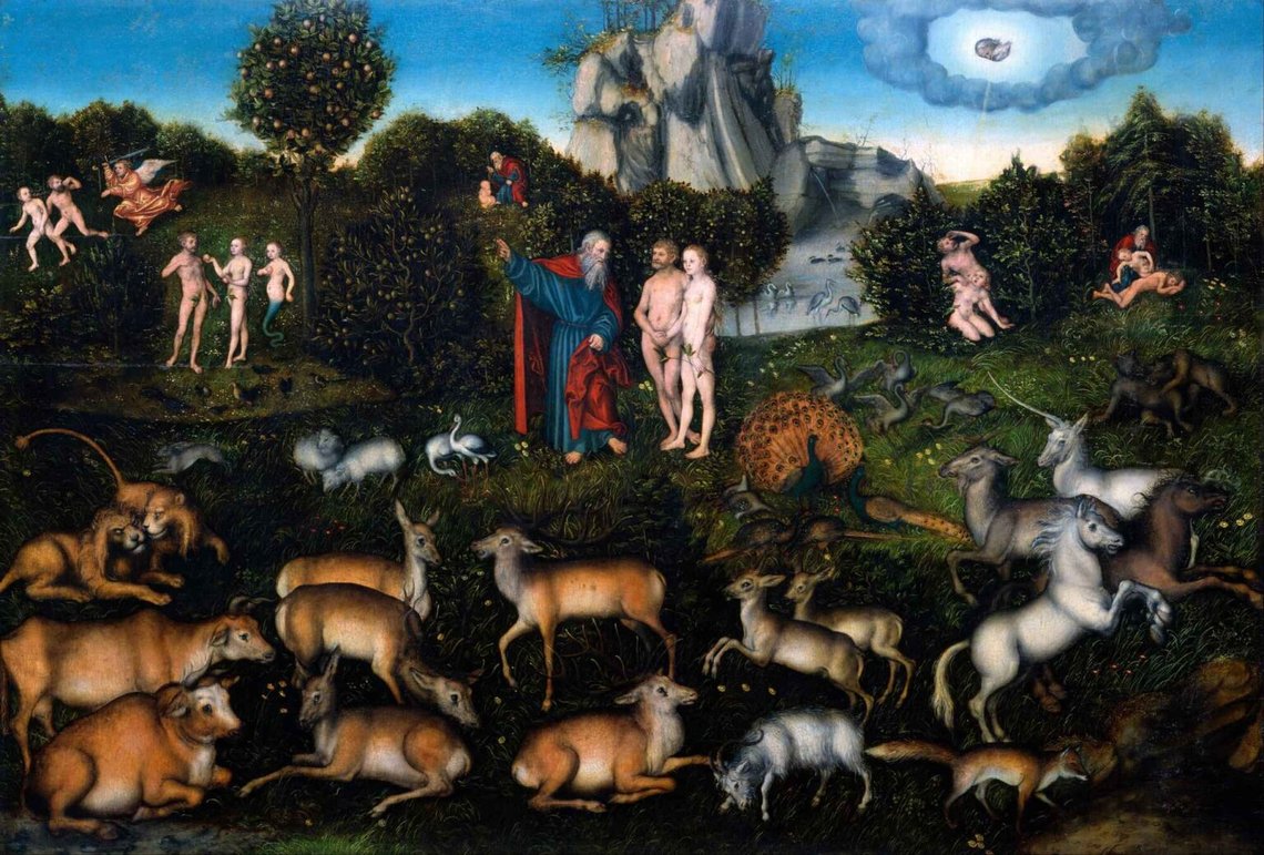 Lucas Cranach den äldre (1472–1553), "Paradiset", Staatliche Kunstsammlungen, Dresden. Lucas Cranach den äldre (1472–1553), "Paradiset", Staatliche Kunstsammlungen, Dresden.