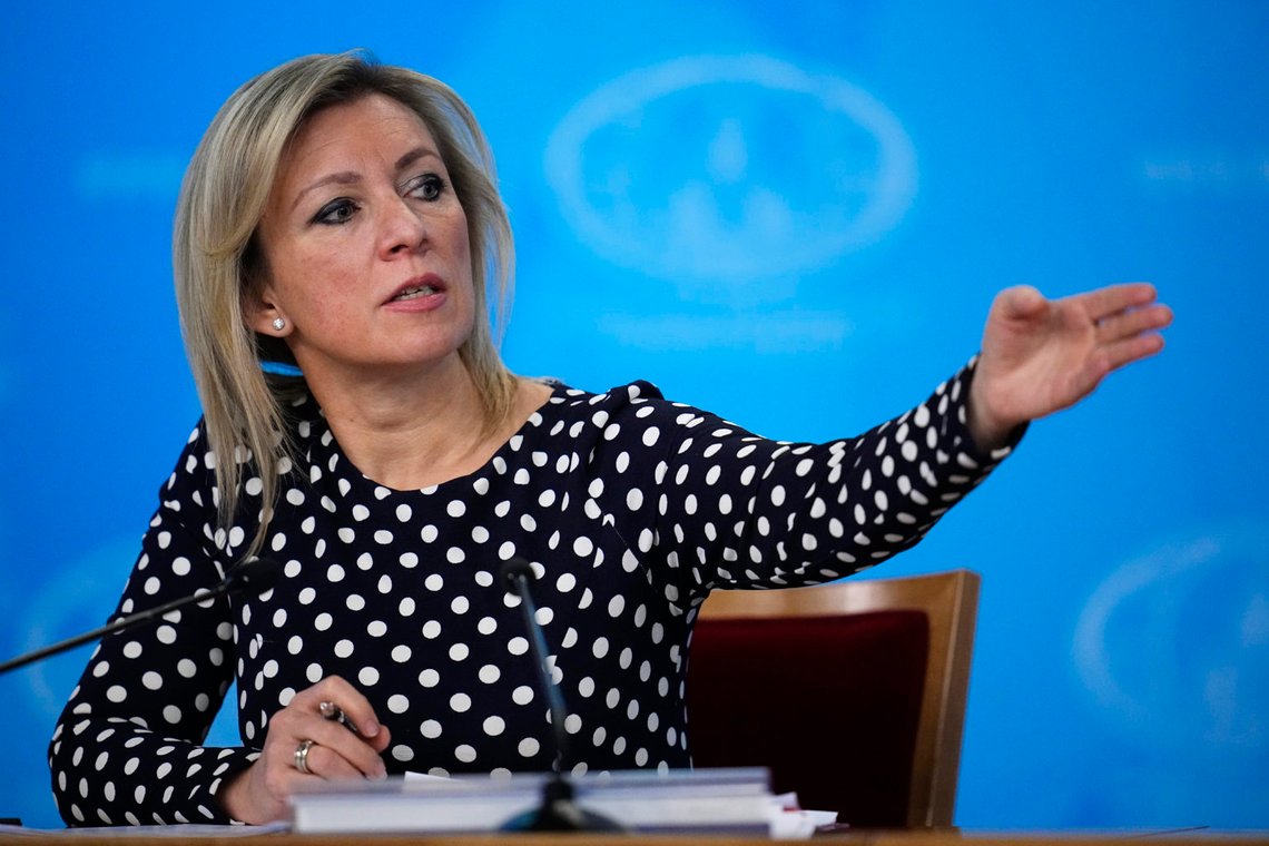 Rysslands taleskvinna för utrikesministeriet, Maria Zakharova, gör en gest under den ryske utrikesministern Sergej Lavrovs årliga presskonferens i Moskva, Ryssland, torsdagen den 18 januari 2024. Foto: Alexander Zemlianichenko/AP Photo Rysslands taleskvinna för utrikesministeriet, Maria Zakharova, gör en gest under den ryske utrikesministern Sergej Lavrovs årliga presskonferens i Moskva, Ryssland, torsdagen den 18 januari 2024. Foto: Alexander Zemlianichenko/AP Photo