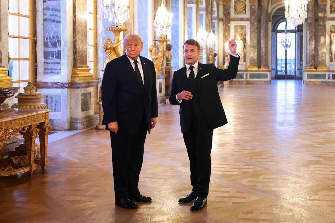 U.S. President Donald Trump, left, receives a tour of Chateau de Versailles from President Emmanuel Macron ahead of a dinner on Wednesday, June 17, 2026 in Versailles, France, after the G7 summit in Evian, France. (Anna Moneymaker/Pool Photo via AP) U.S. President Donald Trump, left, receives a tour of Chateau de Versailles from President Emmanuel Macron ahead of a dinner on Wednesday, June 17, 2026 in Versailles, France, after the G7 summit in Evian, France. (Anna Moneymaker/Pool Photo via AP)