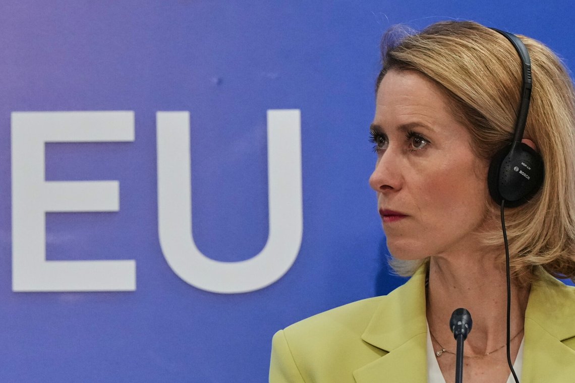 European Union foreign policy chief Kaja Kallas talks to the media during an informal EU defense meeting in Nicosia, Cyprus, Monday, June 8, 2026. (AP Photo/Petros Karadjias) European Union foreign policy chief Kaja Kallas talks to the media during an informal EU defense meeting in Nicosia, Cyprus, Monday, June 8, 2026. (AP Photo/Petros Karadjias)