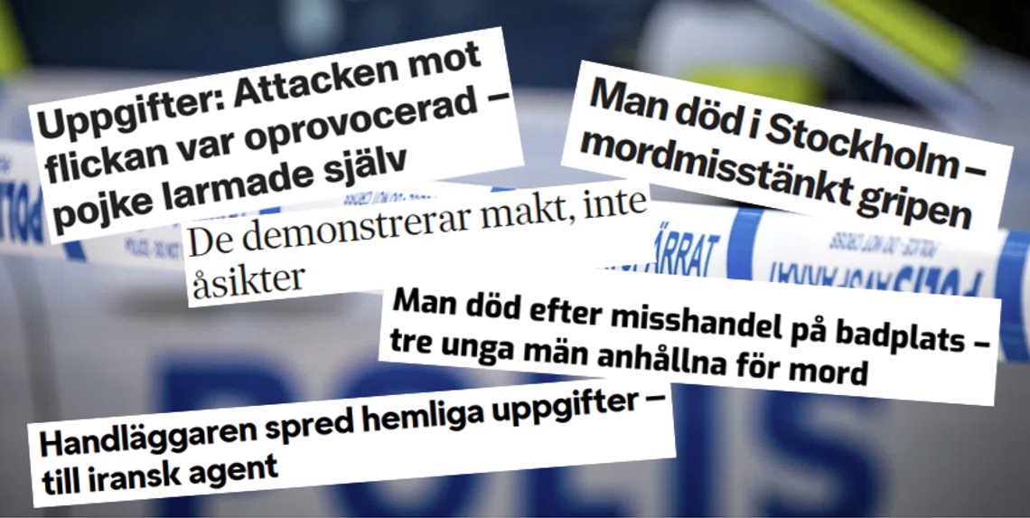 Kollage: Några (få) av de senaste veckornas rubriker. Kollage: Några (få) av de senaste veckornas rubriker.